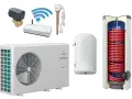 System ogrzewania z pompą ciepła Galmet Prima, bojlerem, grzałką i sterowaniem Wi-Fi.