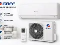 Klimatyzator GREE Amber Prestige 3.5 kW: wysoka wydajność, cicha praca, Wi-Fi, ekologiczny czynnik R32, chłodzenie i grzanie.