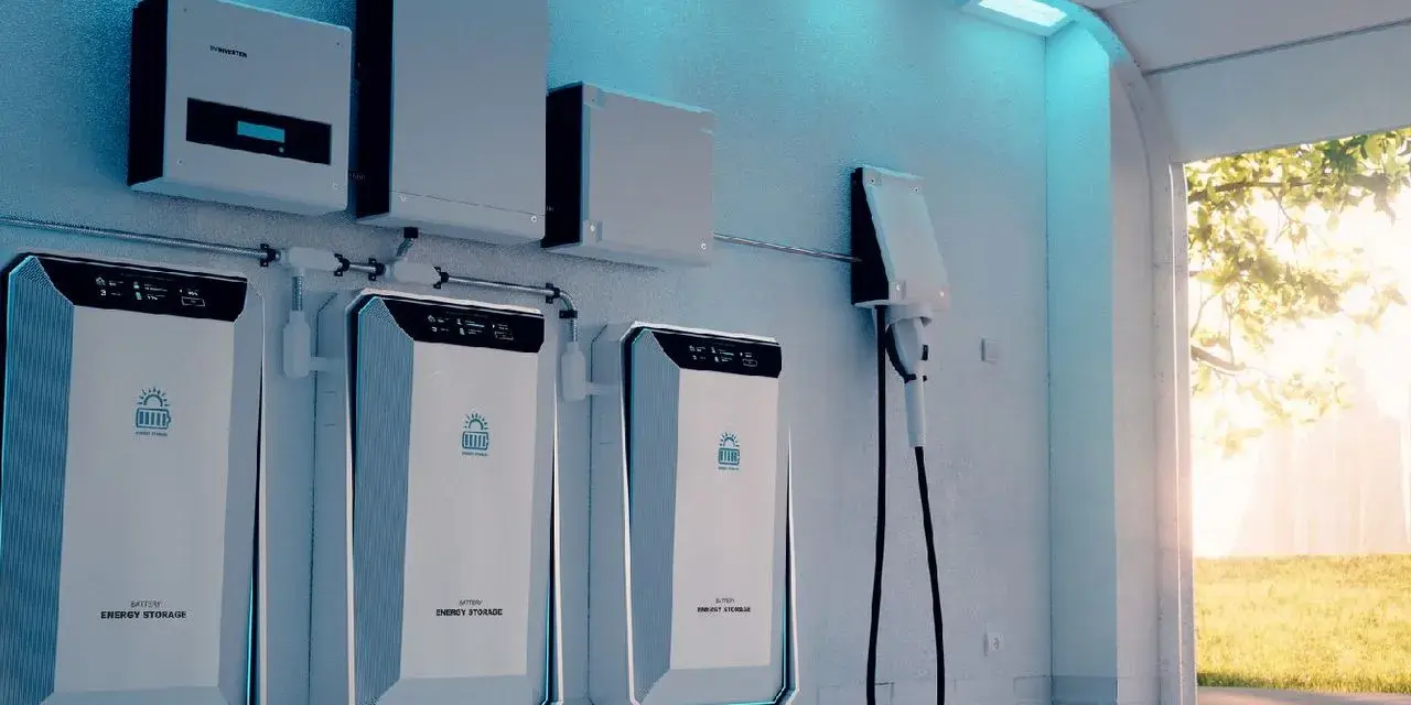 Nowoczesny magazyn energii, idealny do ulgi termomodernizacyjnej. Trzy baterie i falownik wiszą na ścianie, gotowe do gromadzenia mocy.