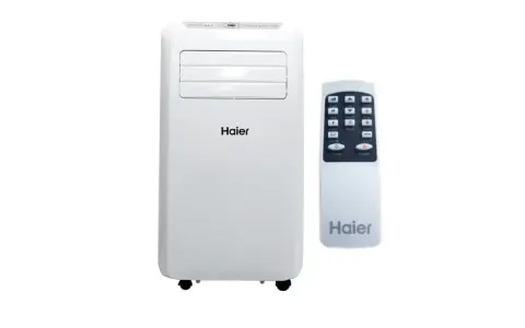 Biały klimatyzator Haier 3.5 kW z pilotem, gotowy do zapewnienia komfortu w gorące dni.