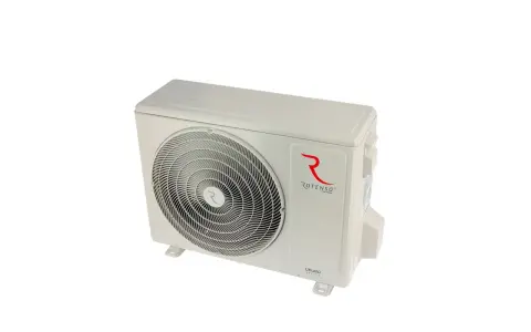 Jednostka zewnętrzna klimatyzatora Rotenso Ukura 7 kW, biała, z logo i oznaczeniem modelu.