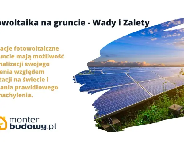 Instalacje fotowoltaiczne na gruncie, choć mają zalety, mogą mieć też ciemne strony. Zdjęcie przedstawia panele słoneczne na tle zachodzącego słońca.