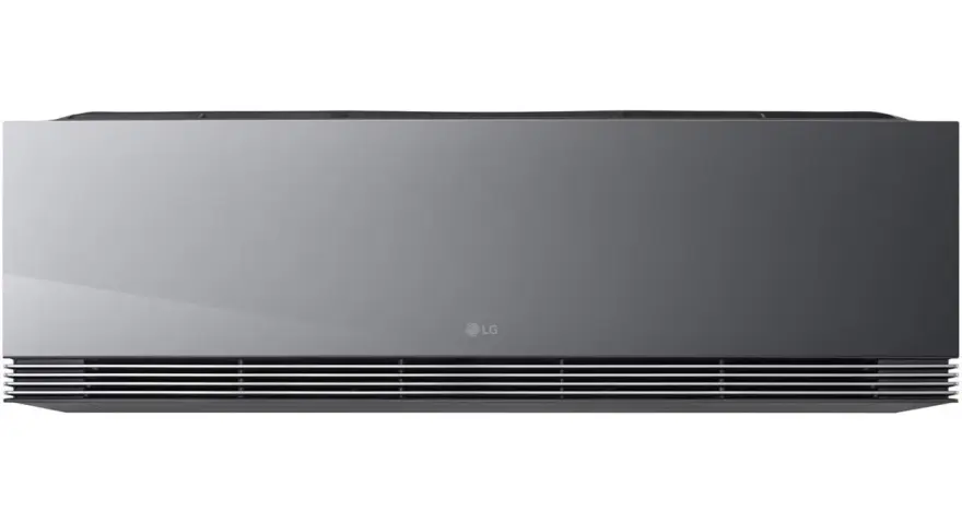 Elegancka klimatyzacja LG ArtCool Mirror 5kW z lustrzanym panelem i dyskretną kratką wentylacyjną.