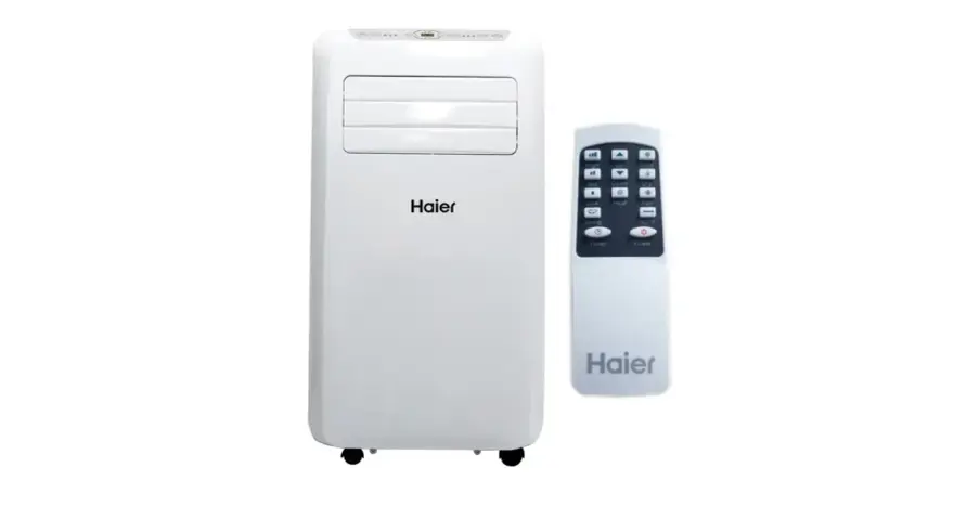 Biały klimatyzator Haier 3.5 kW z pilotem, gotowy do zapewnienia komfortu w gorące dni.