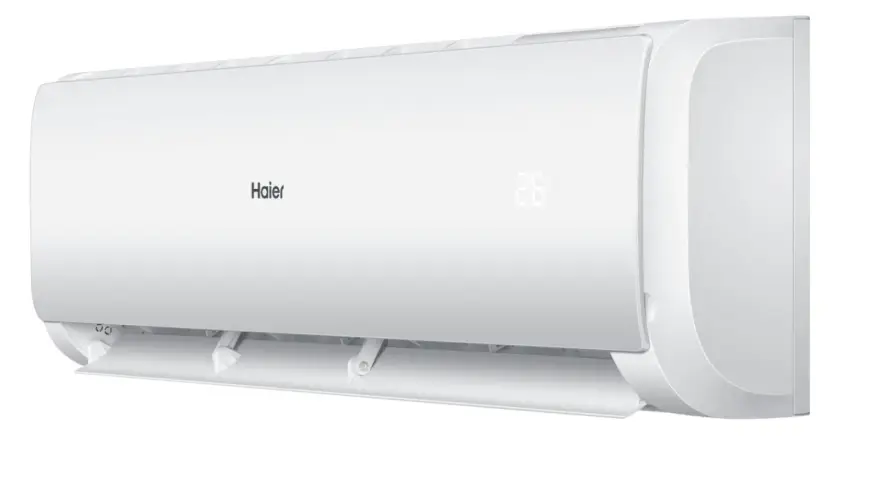 Klimatyzator Haier Tayga Plus 7kW, biały, z cyfrowym wyświetlaczem temperatury 26°C.