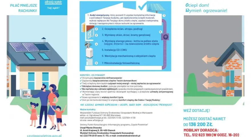 Rodzina cieszy się z ocieplonego domu, który kwalifikuje się do dofinansowania w ramach programu "Czyste Powietrze". Zapewnij sobie niższe rachunki i zdrowsze powietrze.