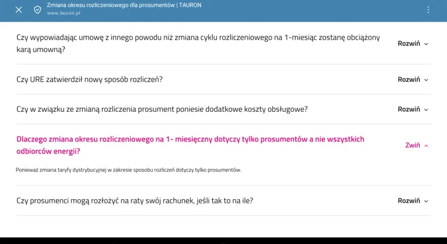 Zmiana okresu rozliczeniowego na 1-miesięczny w Tauronie. FAQ dla prosumentów.