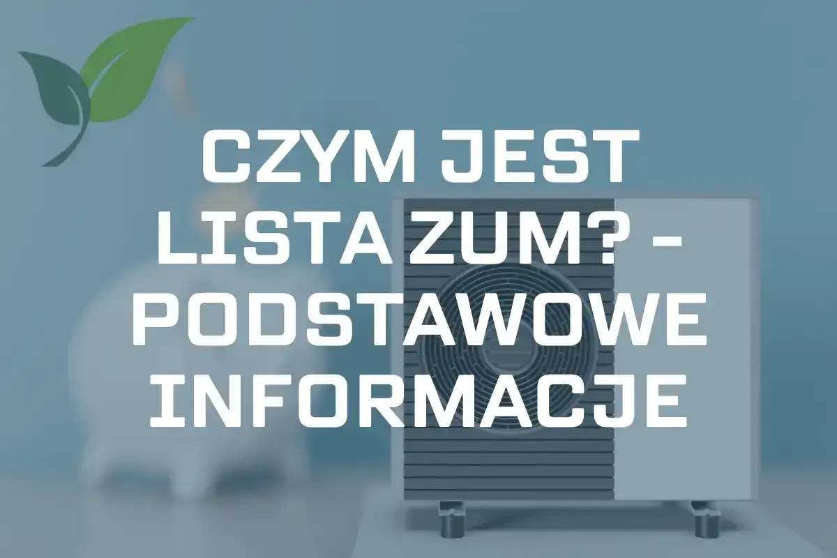 Pompa ciepła i zielony liść. Tekst: